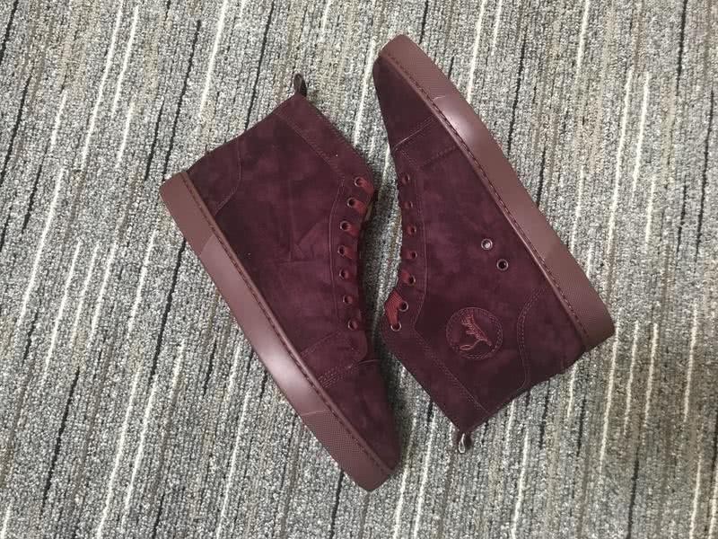 Christian Louboutin Sneakers High Top Suede Wine Men Women 7