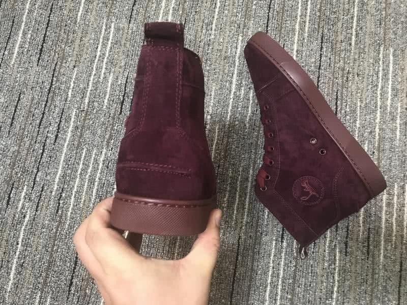 Christian Louboutin Sneakers High Top Suede Wine Men Women 8