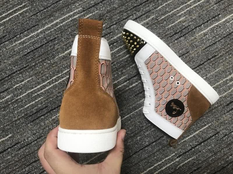 Christian Louboutin Sneakers High Top Rivets White Brown Black Men Women 2