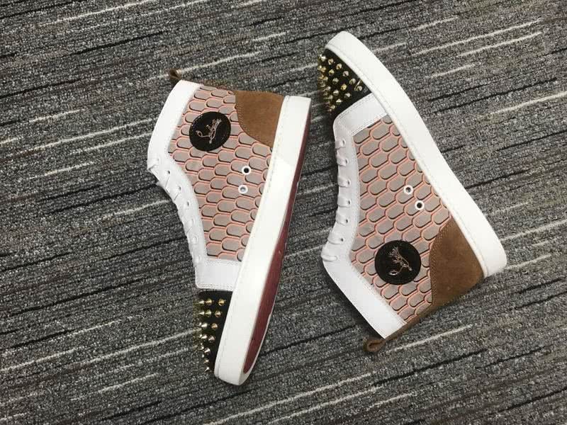 Christian Louboutin Sneakers High Top Rivets White Brown Black Men Women 8