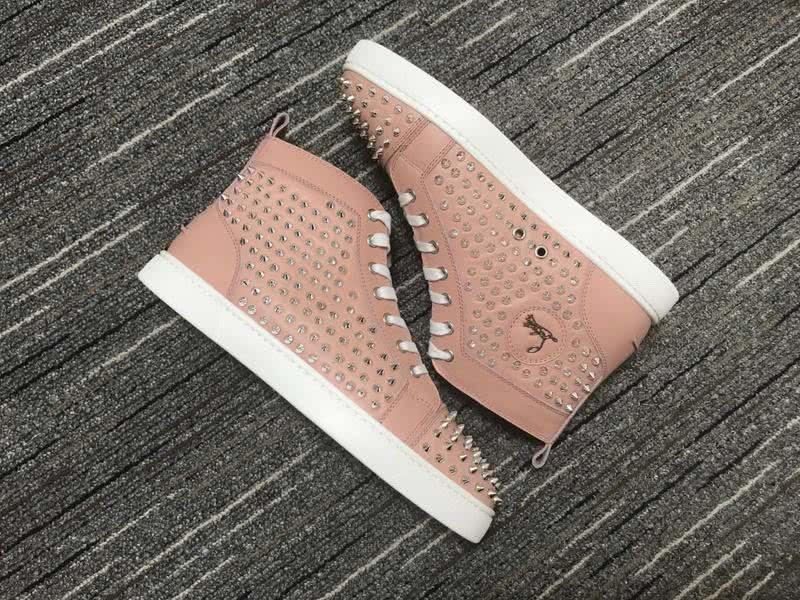 Christian Louboutin Sneakers High Top All Rivets Pink Men Women 6