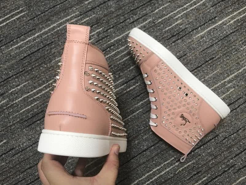 Christian Louboutin Sneakers High Top All Rivets Pink Men Women 7