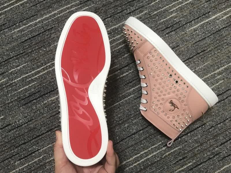 Christian Louboutin Sneakers High Top All Rivets Pink Men Women 8