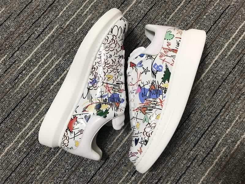 Alexander McQueen Sneakers Leather Graffiti White Men Women 2