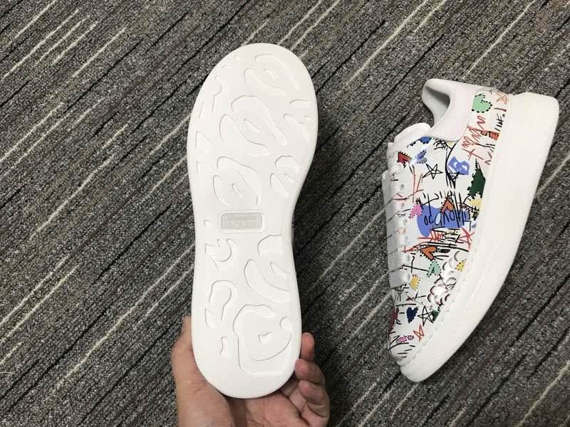 Alexander McQueen Sneakers Leather Graffiti White Men Women 4