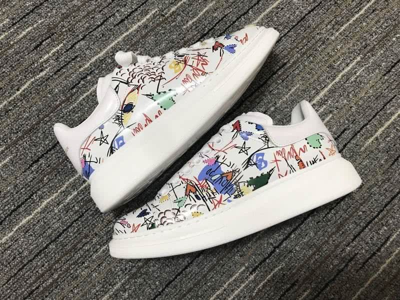 Alexander McQueen Sneakers Leather Graffiti White Men Women 5
