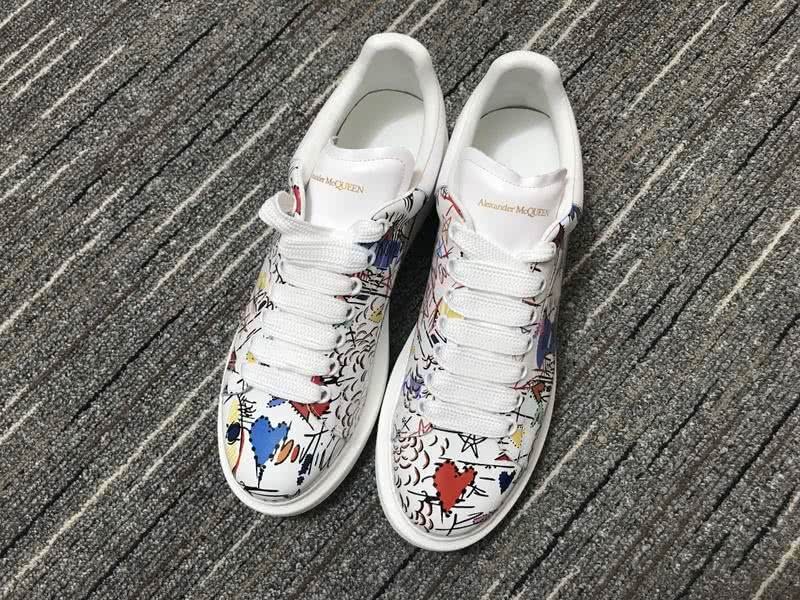 Alexander McQueen Sneakers Leather Graffiti White Men Women 6