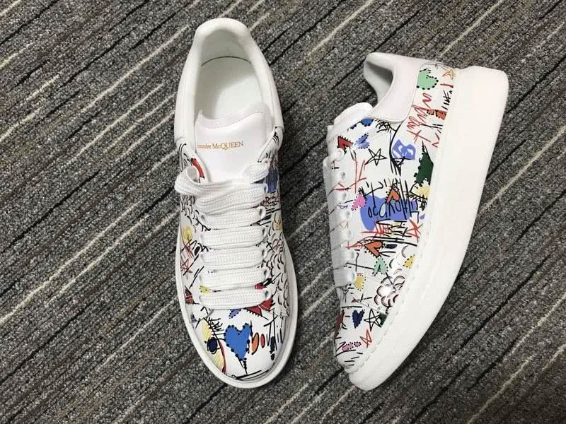Alexander McQueen Sneakers Leather Graffiti White Men Women 1