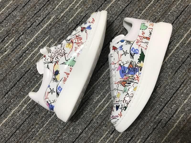 Alexander McQueen Sneakers Leather Graffiti White Men Women 9