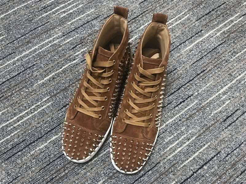 Christian Louboutin Sneakers High Top All Rivets Brown Men Women 3