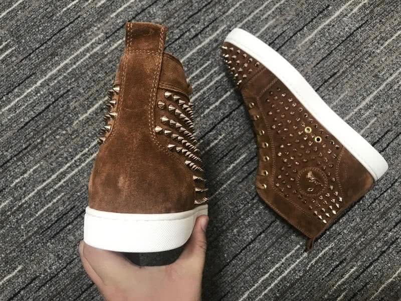 Christian Louboutin Sneakers High Top All Rivets Brown Men Women 6