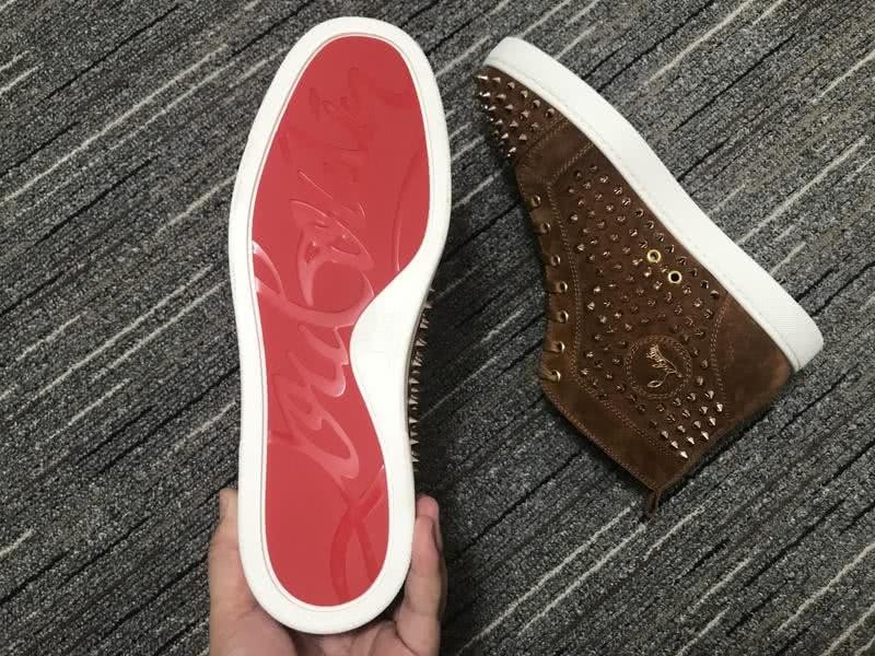 Christian Louboutin Sneakers High Top All Rivets Brown Men Women 7
