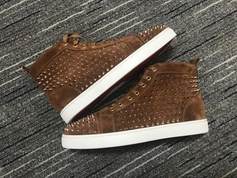 Christian Louboutin Sneakers High Top All Rivets Brown Men Women 8