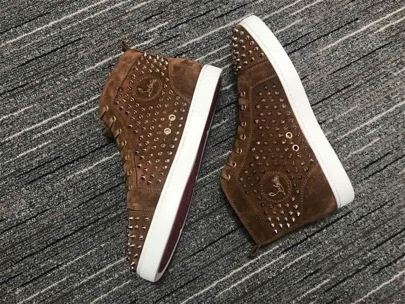 Christian Louboutin Sneakers High Top All Rivets Brown Men Women 9