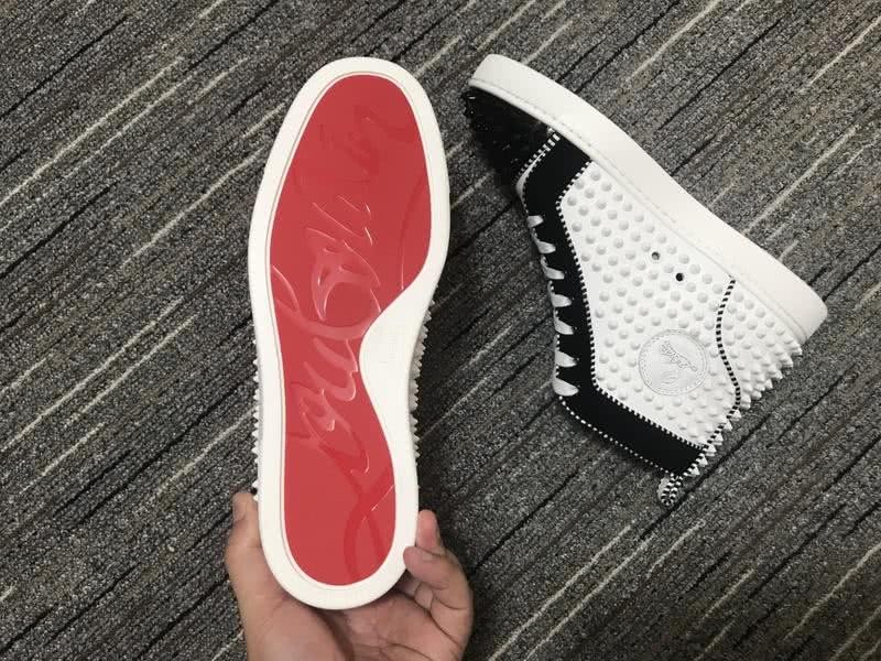 Christian Louboutin Sneakers High Top All Rivets White Black Men Women 9
