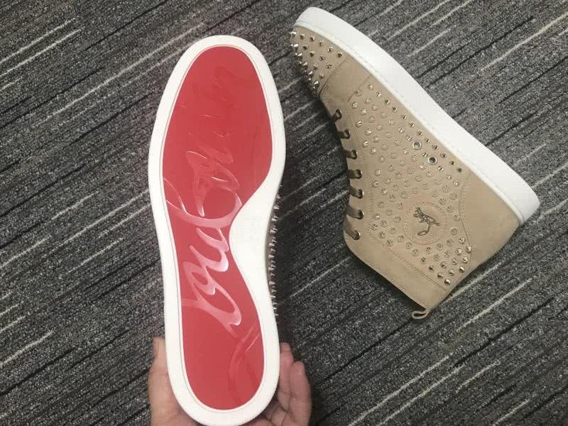 Christian Louboutin Sneakers High Top All Rivets Coffee Men Women 3