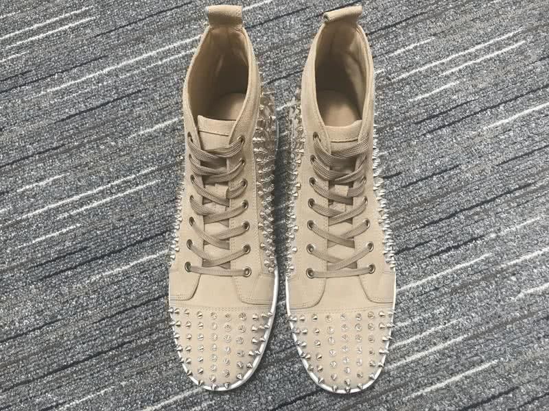Christian Louboutin Sneakers High Top All Rivets Coffee Men Women 6