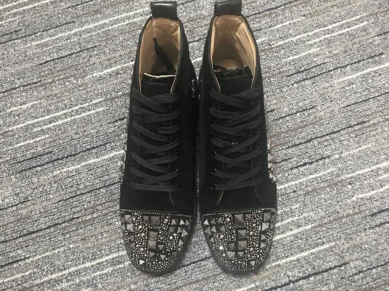 Christian Louboutin Sneakers High Top Rivets Black Men Women 7