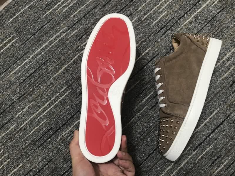 Christian Louboutin Sneakers Low Top Rivets Suede Brown Men Women 4