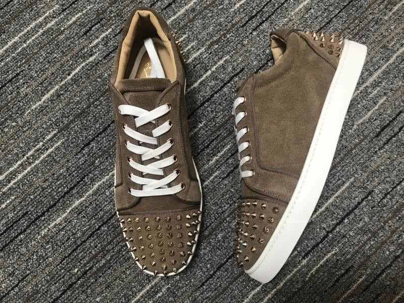 Christian Louboutin Sneakers Low Top Rivets Suede Brown Men Women 1