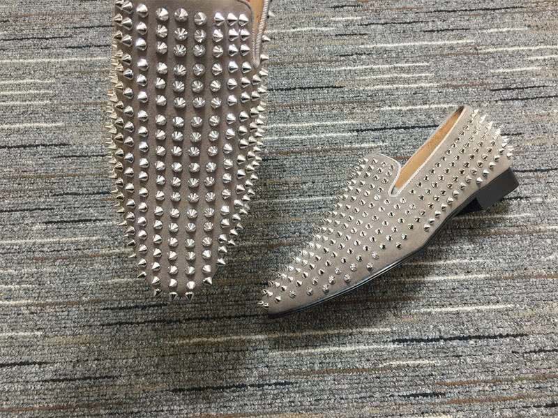 Christian Louboutin Loafers Suede All Rivets Grey Men 8