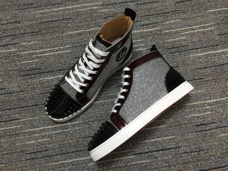 Christian Louboutin Sneakers High Top Black Silver Men Women 1