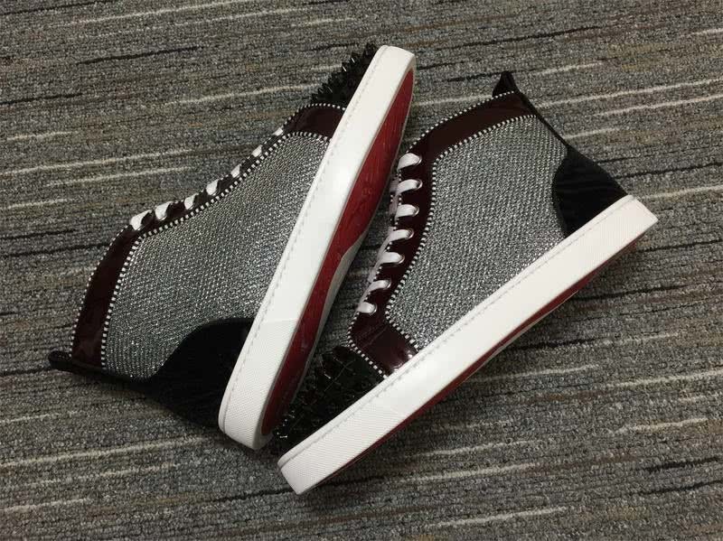 Christian Louboutin Sneakers High Top Black Silver Men Women 7