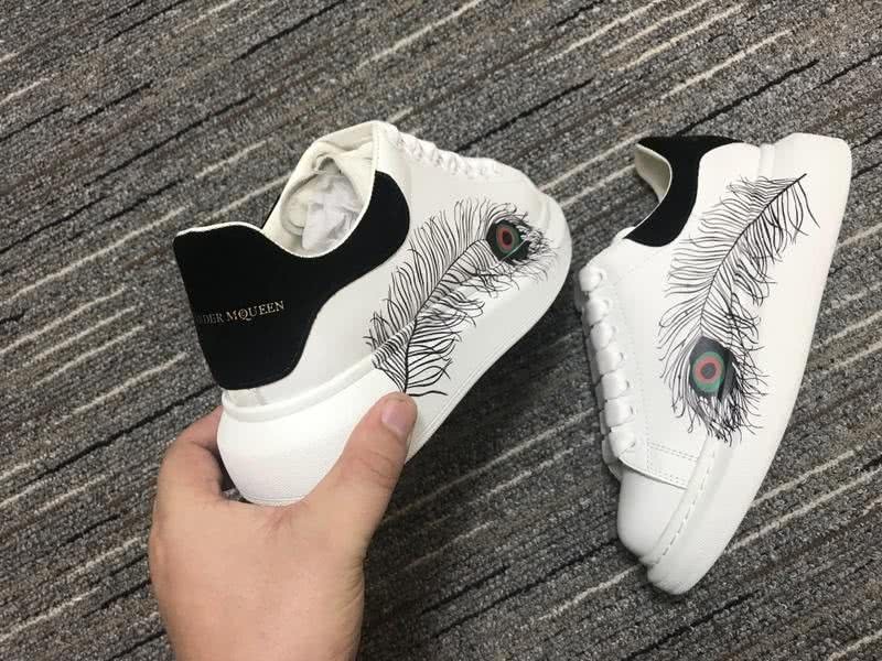 Alexander McQueen Sneakers Leather Feather White Black Men Women 2