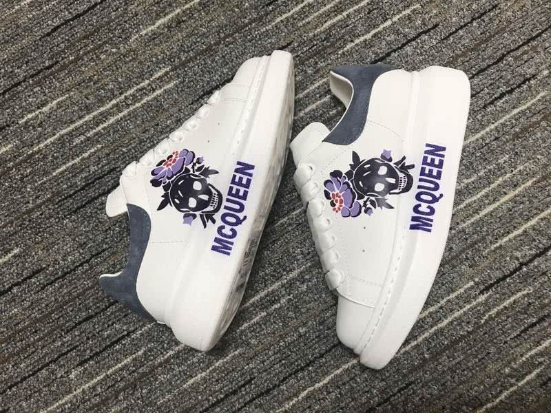 Alexander McQueen Sneakers Leather Skull White Blue Grey Men Women 8