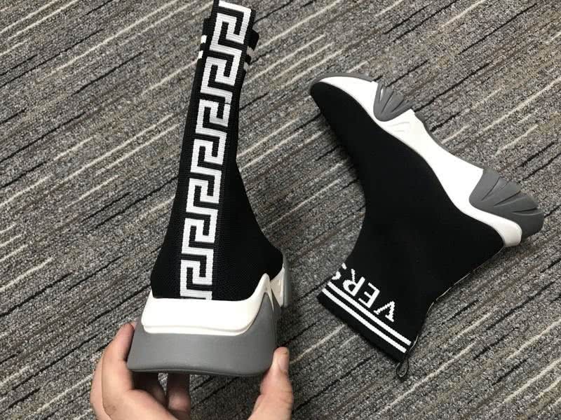 Versace Sock Shoes High Quality Black White Men Women 2