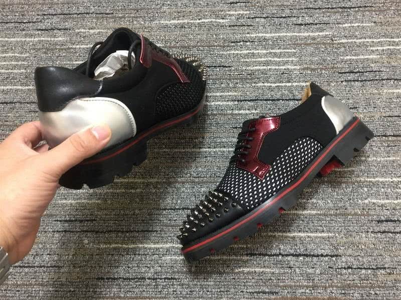 Christian Louboutin Loafers Rivets Black Grey Men Women 5