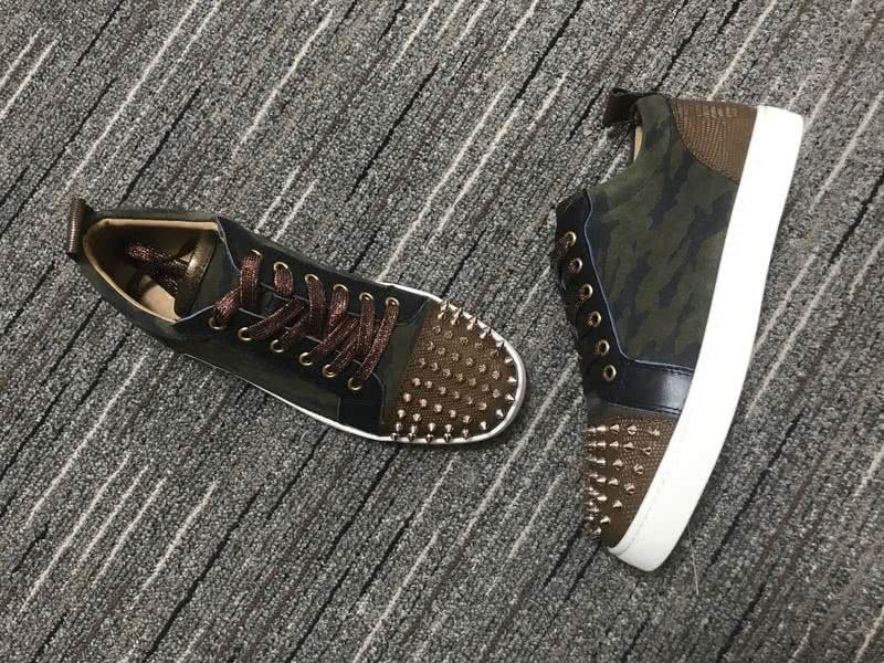 Christian Louboutin Sneakers Low Top Rivets Green Brown White Men Women 4