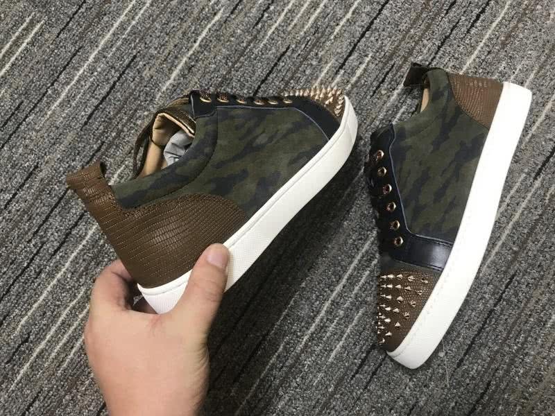 Christian Louboutin Sneakers Low Top Rivets Green Brown White Men Women 7