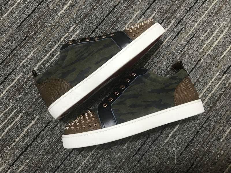 Christian Louboutin Sneakers Low Top Rivets Green Brown White Men Women 9