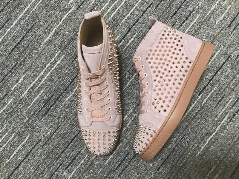 Christian Louboutin Sneakers High Top Rhinestones Nude Pink Men Women 1
