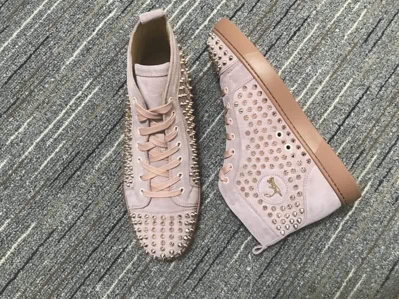 Christian Louboutin Sneakers High Top Rhinestones Nude Pink Men Women 7