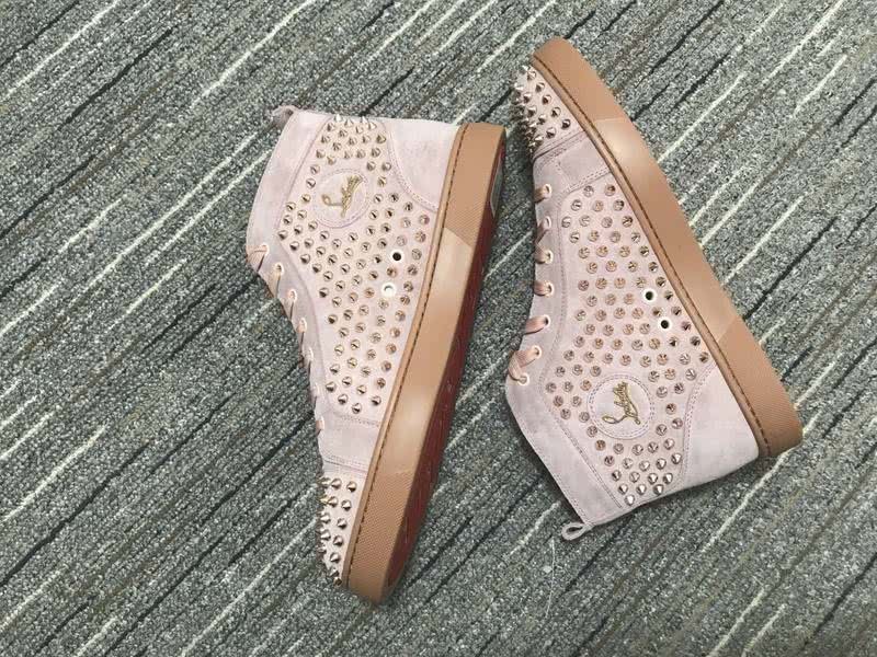 Christian Louboutin Sneakers High Top Rhinestones Nude Pink Men Women 8
