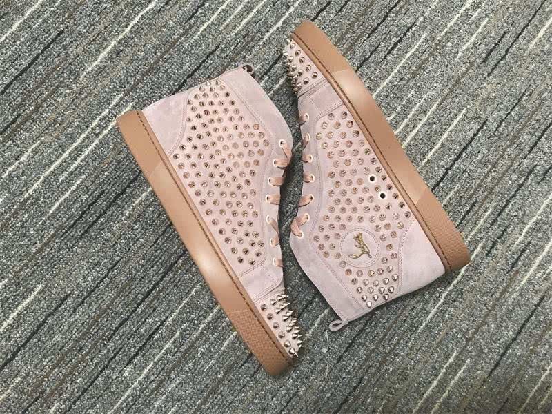 Christian Louboutin Sneakers High Top Rhinestones Nude Pink Men Women 9
