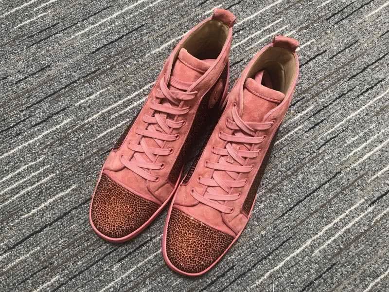 Christian Louboutin Sneakers High Top Rhinestones Pink Men Women 2