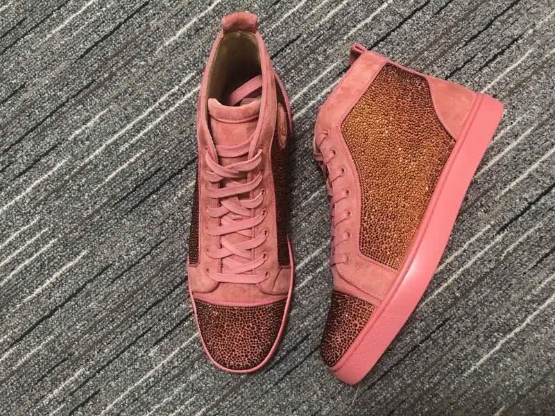 Christian Louboutin Sneakers High Top Rhinestones Pink Men Women 1