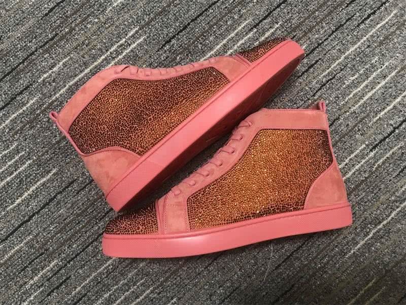 Christian Louboutin Sneakers High Top Rhinestones Pink Men Women 9