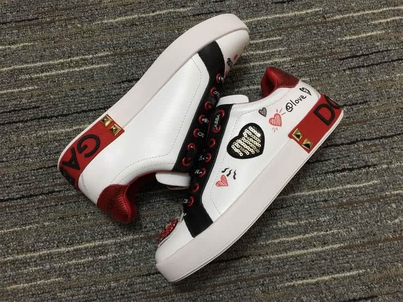 Dolce&Gabbana Portofino Sneakers White Black And Red Men Women 4