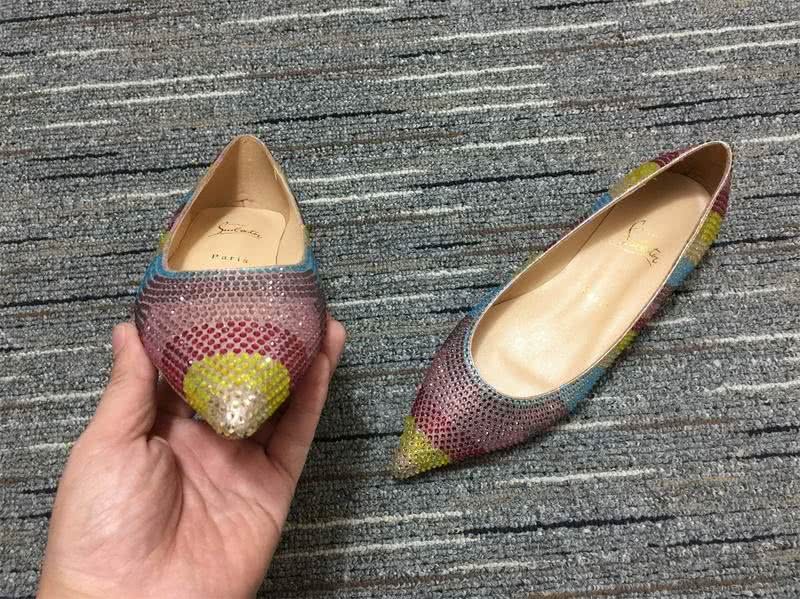 Christian Louboutin Flats Rhinestones Wine Yellow Blue Women 3