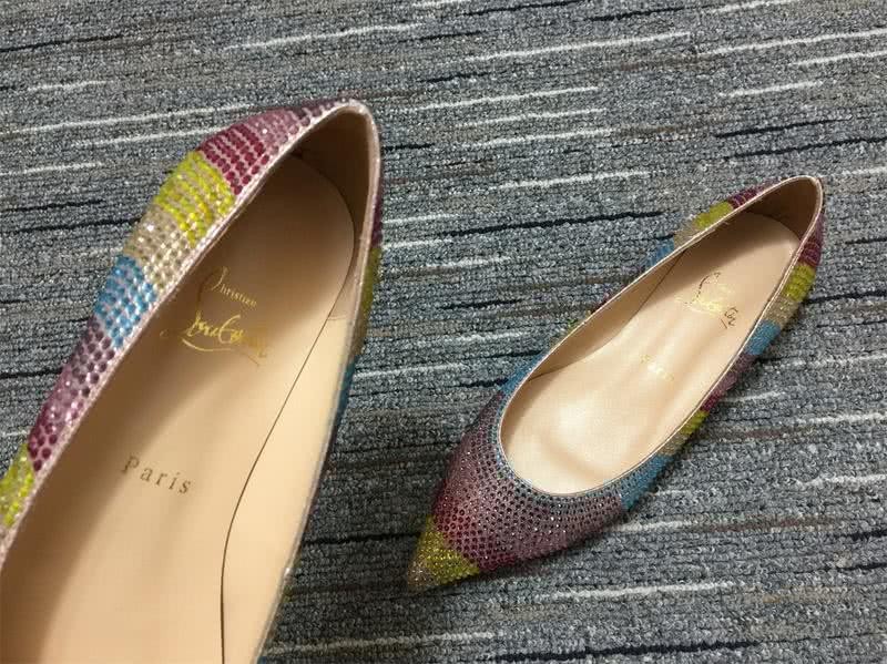 Christian Louboutin Flats Rhinestones Wine Yellow Blue Women 4