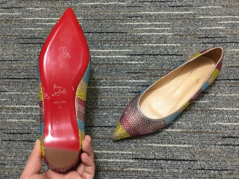 Christian Louboutin Flats Rhinestones Wine Yellow Blue Women 6