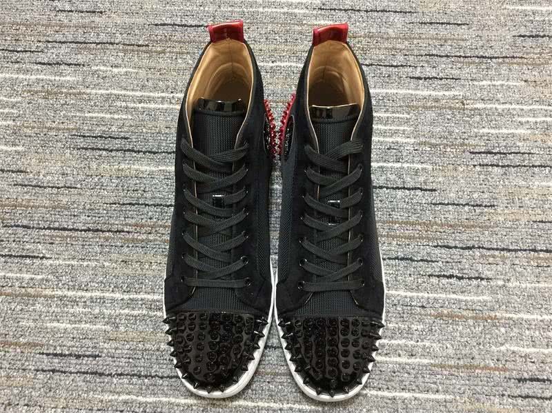 Christian Louboutin Sneakers High Top Rivets Black Red White Men Women 3