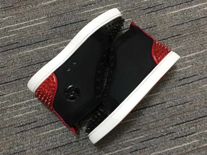 Christian Louboutin Sneakers High Top Rivets Black Red White Men Women 4