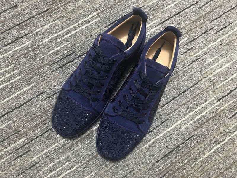 Christian Louboutin Sneakers Low Top Blue Rhinestones Men Women 9