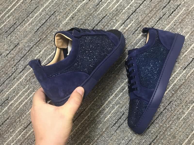 Christian Louboutin Sneakers Low Top Blue Rhinestones Men Women 6
