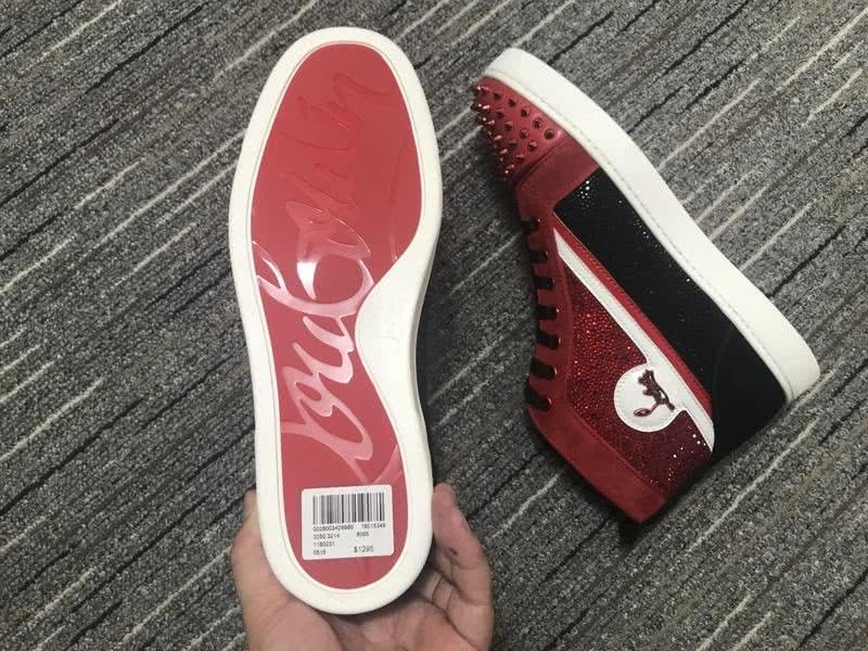 Christian Louboutin Sneakers High Top Rivets Red Black White Men Women 2